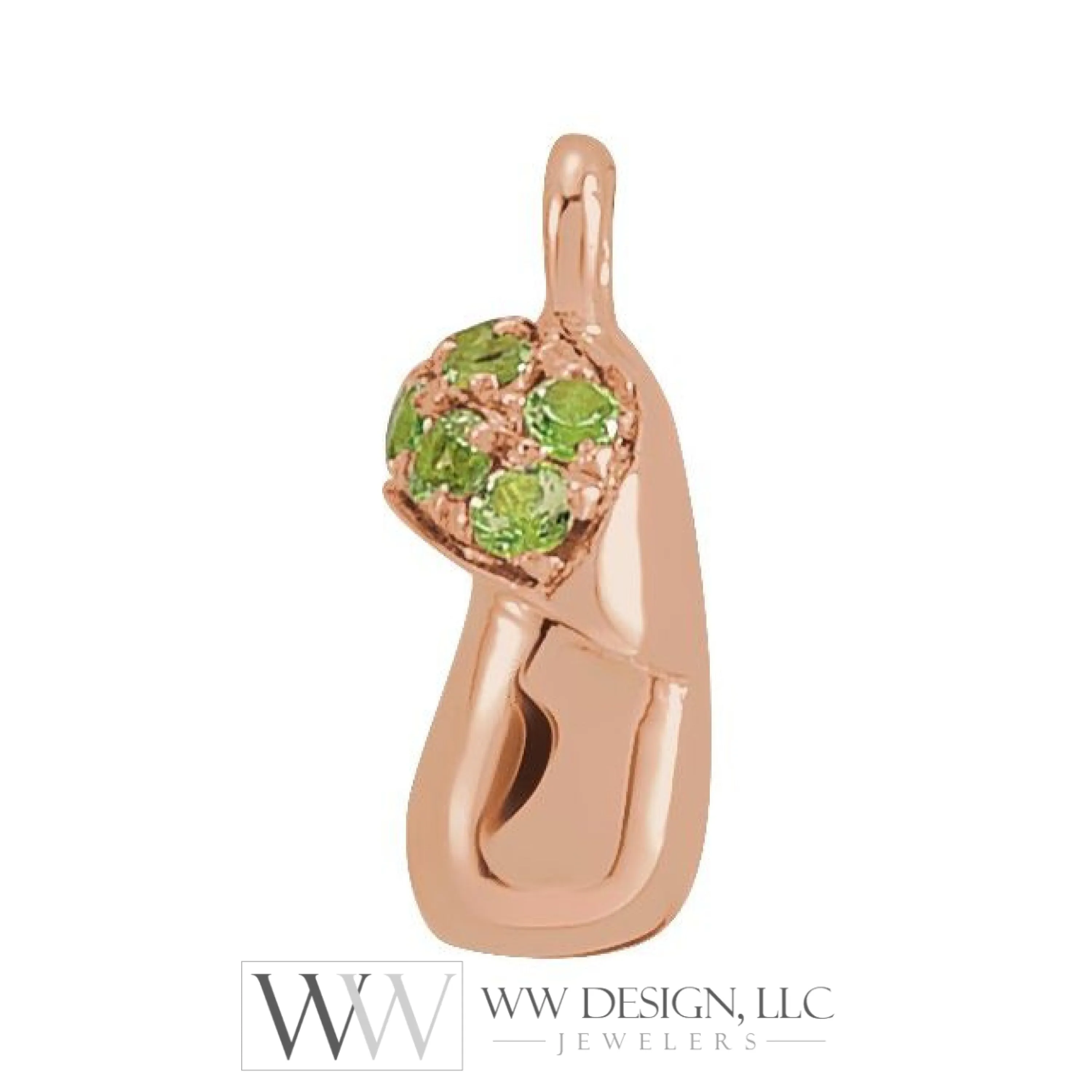 0.06 CTW Natural Diamond or Peridot Mushroom Dangle Charm - 14k Gold (Y, W, R)