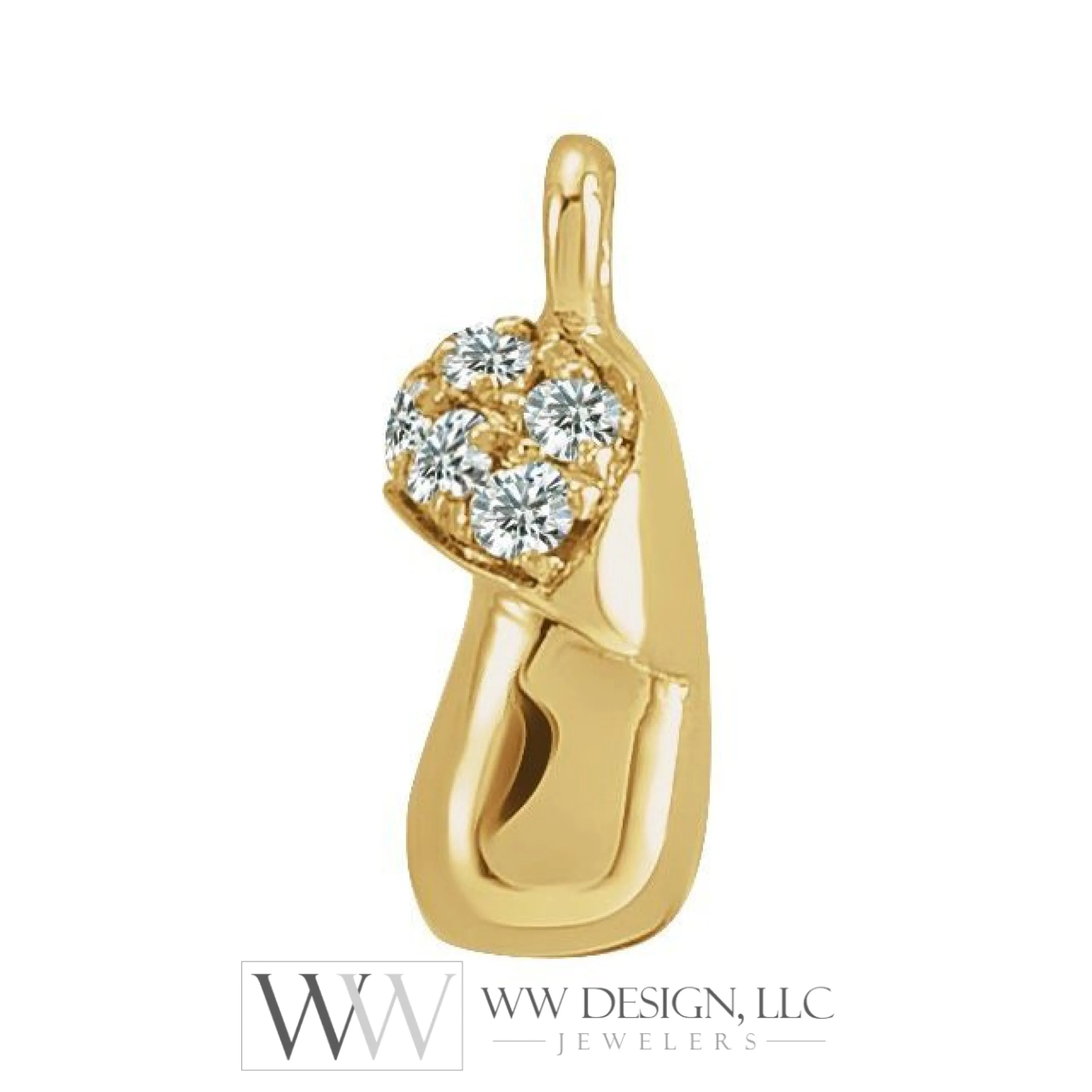 0.06 CTW Natural Diamond or Peridot Mushroom Dangle Charm - 14k Gold (Y, W, R)