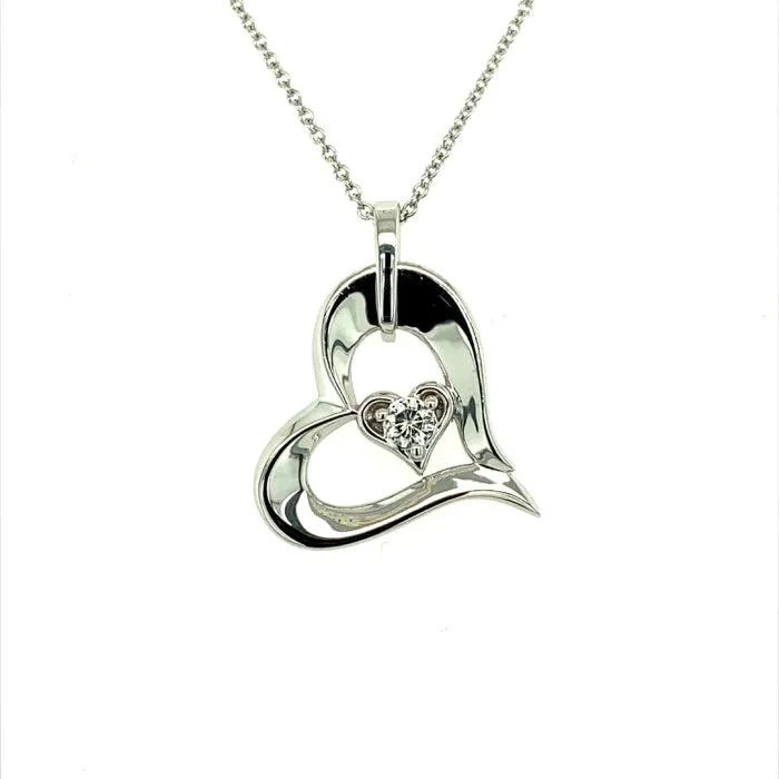0.13 CTW DEW Moissanite Heart Pendant in Sterling Silver