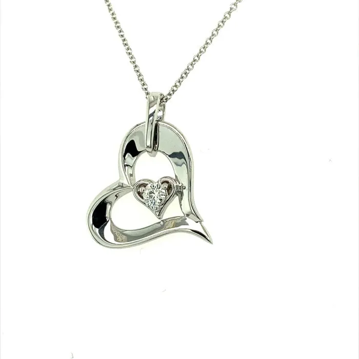 0.13 CTW DEW Moissanite Heart Pendant in Sterling Silver