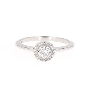 0.33 CTW DEW Round Moissanite Milgrain Halo Ring in Sterling Silver