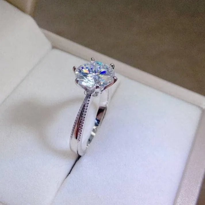 1 Carat Round Cut D Color Diamond Ribbon Engagement Ring