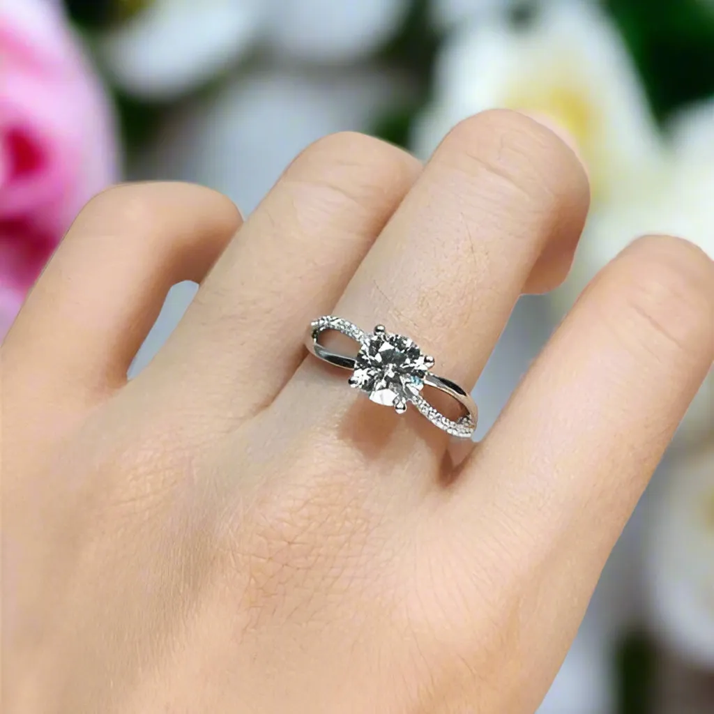 1 Carat Round Cut Past D Color Diamond Forever Love Engagement Ring