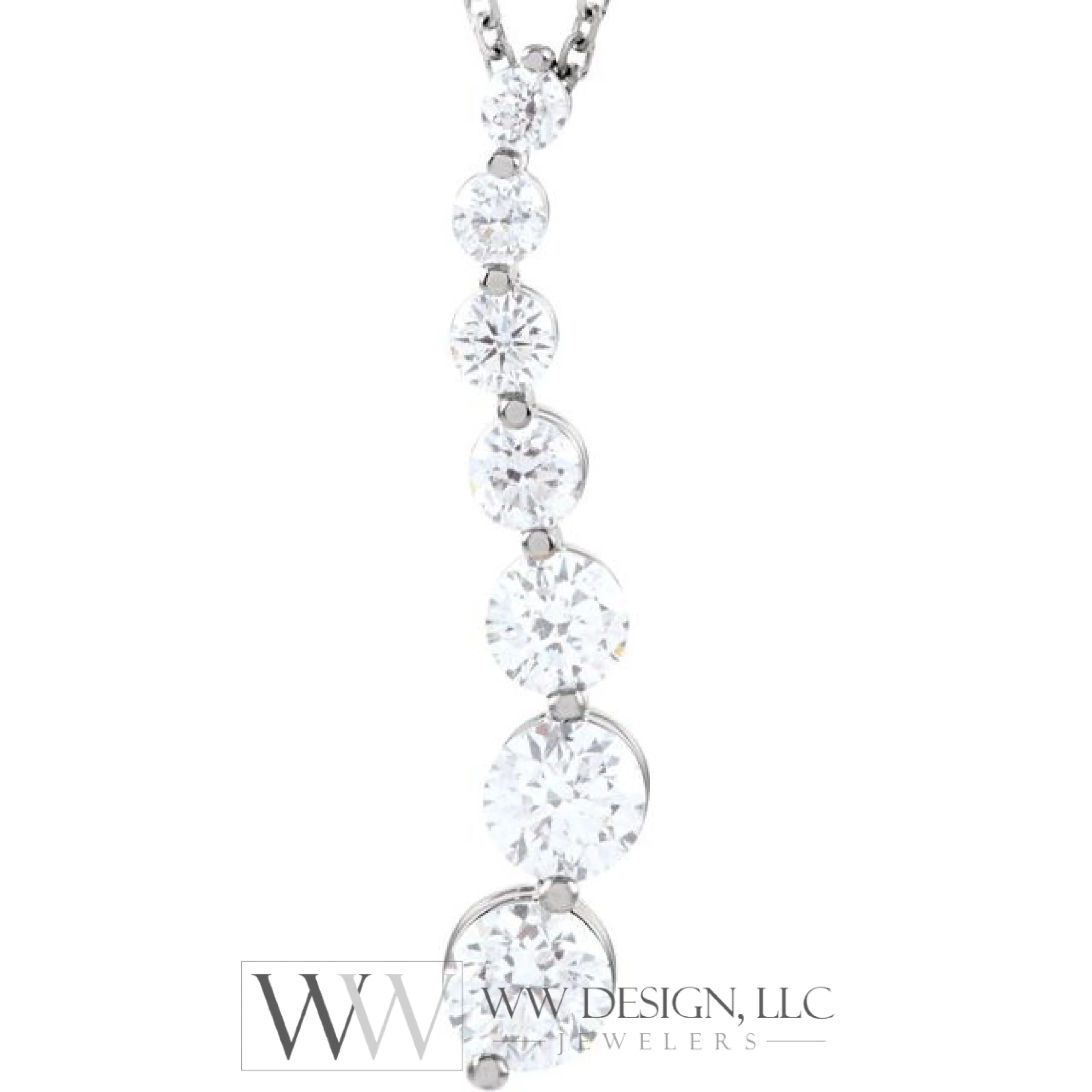 1 CTW Journey Graduated Drop Diamond Necklace - 14K Gold (Y or W)