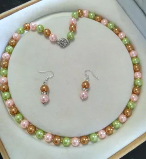 10% OFF- 18 in/460 mm L-Certified Natural Fine 3 Color South Sea Shell Pearl Necklace   Earrings