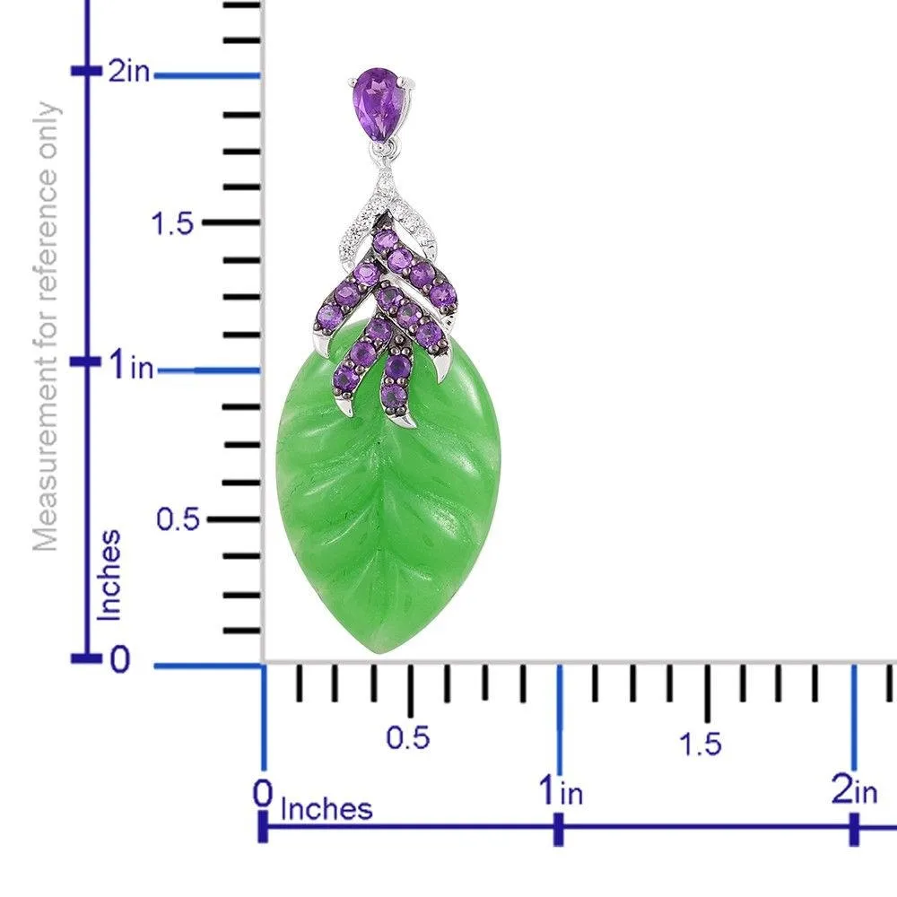 10% OFF- 2 pcs-Certified Natural Burmese Jadeite Emerald Jade A Pair of Burmese Jade Amethyst Leaf Earrings《Grade A》TGW 40.14 Ct