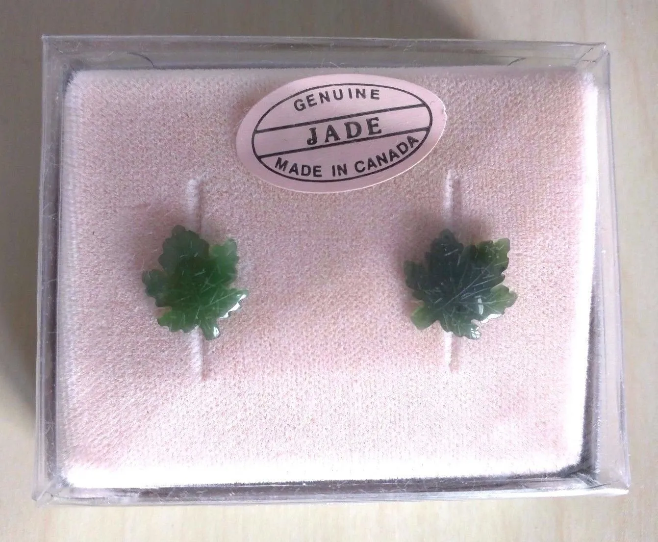 10% OFF- 2 pcs-Certified Natural Jadeite Emerald A*Jade Handcarved A Pair of Lucky Maple Leaf Jade Stud Earrings