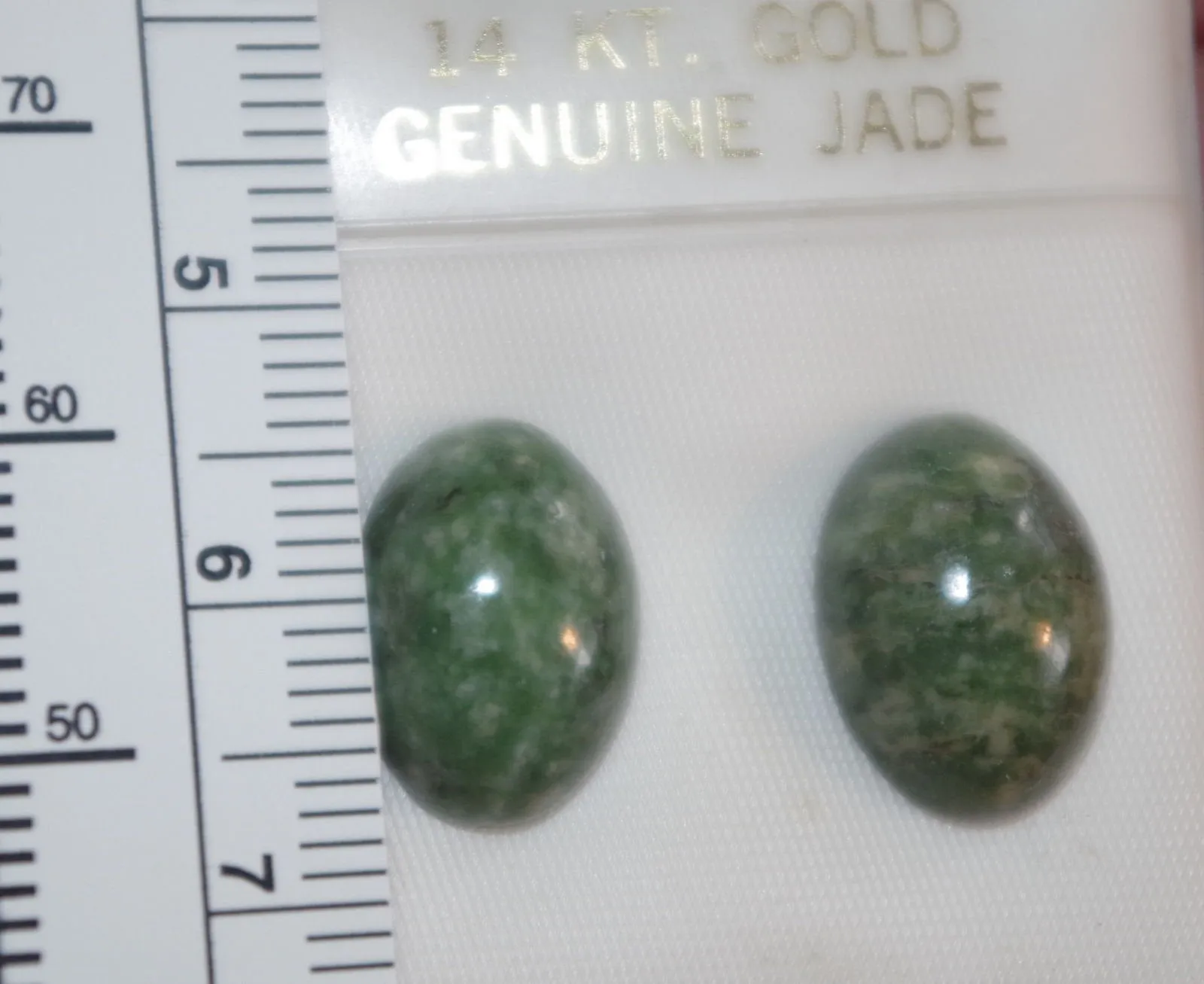 10% OFF- 2 pcs-Certified Natural Jadeite Emerald Jade A Pair of 14K GF Green Spotted Voyoming Jade Oval Stud Earrings LL《Grade A》