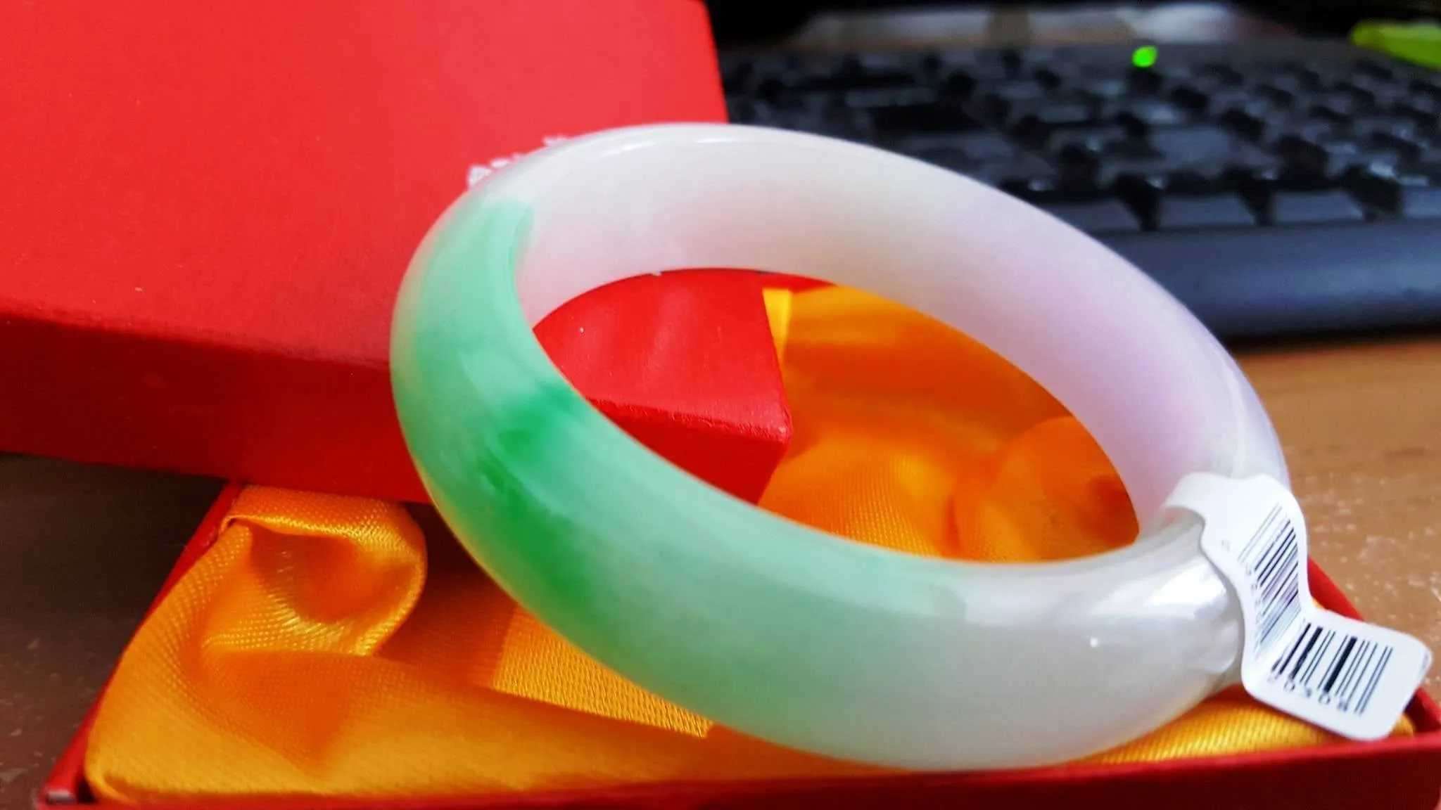 10% OFF- 53/54/55 mm Certified Natural 3 Color Jadeite Emerald A Jade HandCarved Bracelet Bangle A516