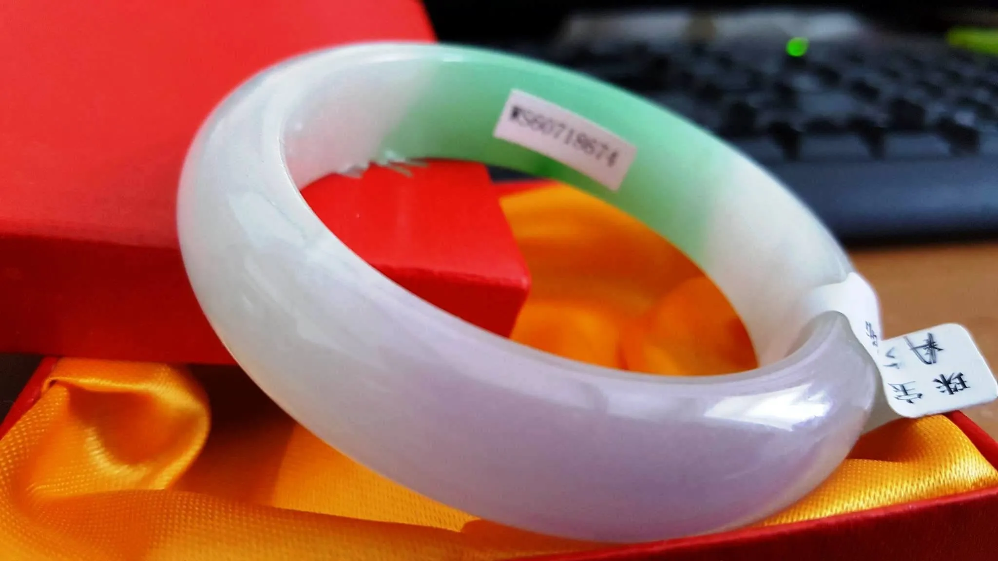10% OFF- 53/54/55 mm Certified Natural 3 Color Jadeite Emerald A Jade HandCarved Bracelet Bangle A516