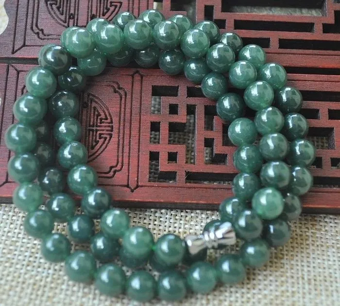 10% OFF- 550mm/21in Certified Natural Jadeite Emerald Jade Handcarved Flower Pendant Necklace《Grade A》