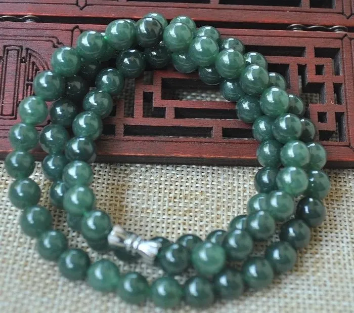 10% OFF- 550mm/21in Certified Natural Jadeite Emerald Jade Handcarved Flower Pendant Necklace《Grade A》