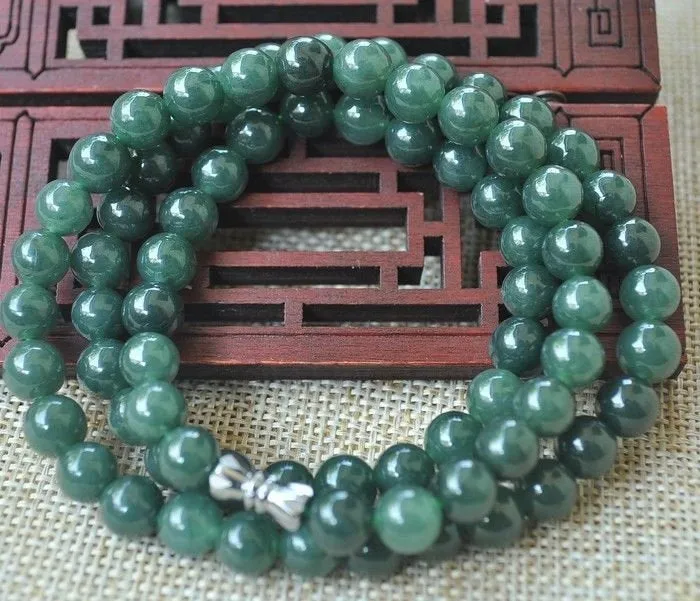 10% OFF- 550mm/21in Certified Natural Jadeite Emerald Jade Handcarved Flower Pendant Necklace《Grade A》