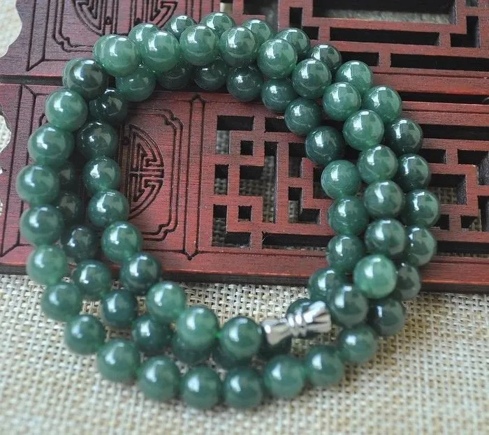 10% OFF- 550mm/21in Certified Natural Jadeite Emerald Jade Handcarved Flower Pendant Necklace《Grade A》