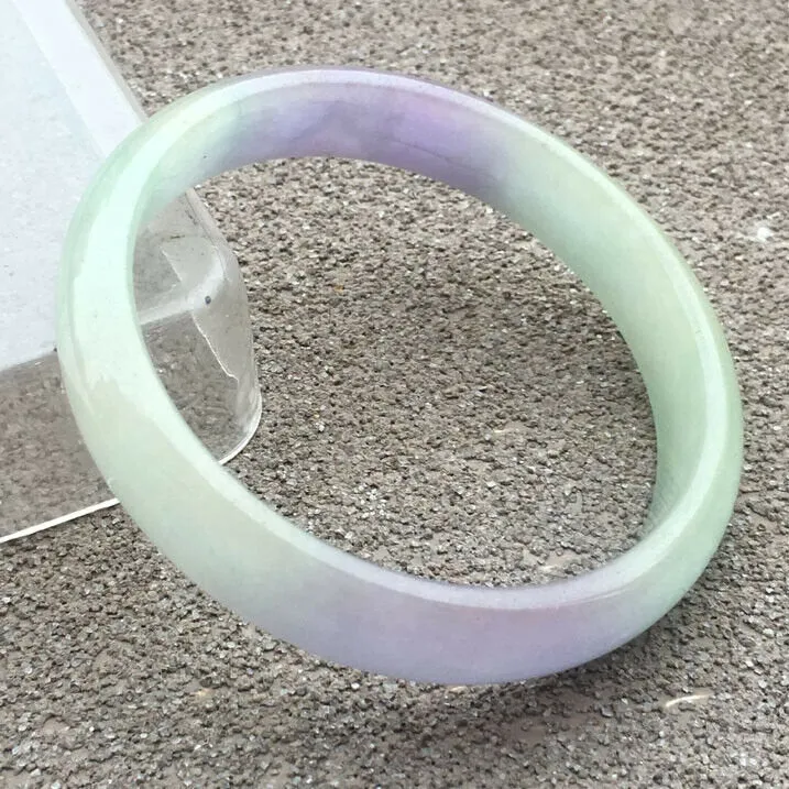 10% OFF- 55/56/57mm Certified Natural Lavender Jadeite Emerald A*Jade HandCarved Bangle x3815