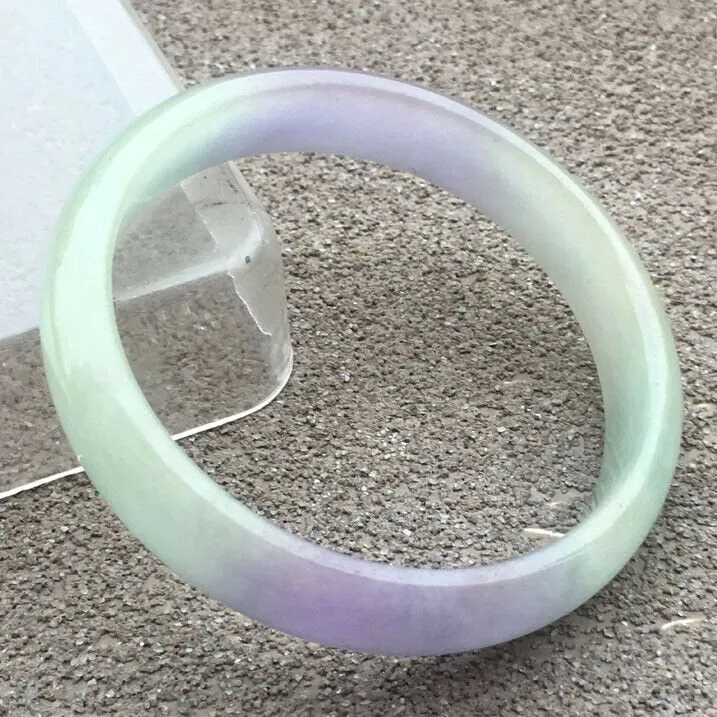 10% OFF- 55/56/57mm Certified Natural Lavender Jadeite Emerald A*Jade HandCarved Bangle x3815