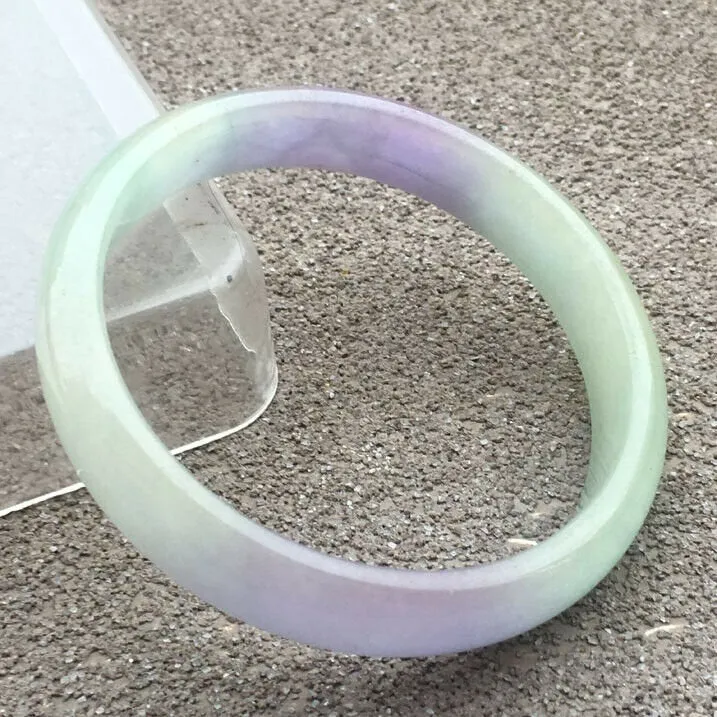 10% OFF- 55/56/57mm Certified Natural Lavender Jadeite Emerald A*Jade HandCarved Bangle x3815