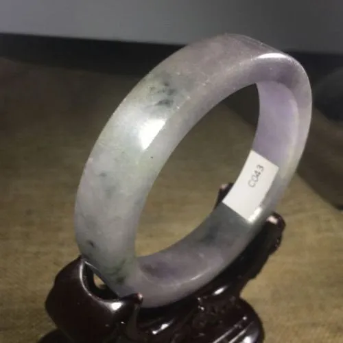 10% OFF- 57/58/59mm Certified Natural Lavender Jadeite Emerald A*Jade HandCarved Bangle C043/A97