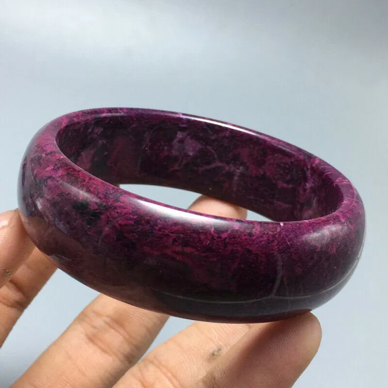 10% OFF- 60/61/62mm Certified Natural Peach Blossom Emerald A Jade HandCarved Bangle A1940