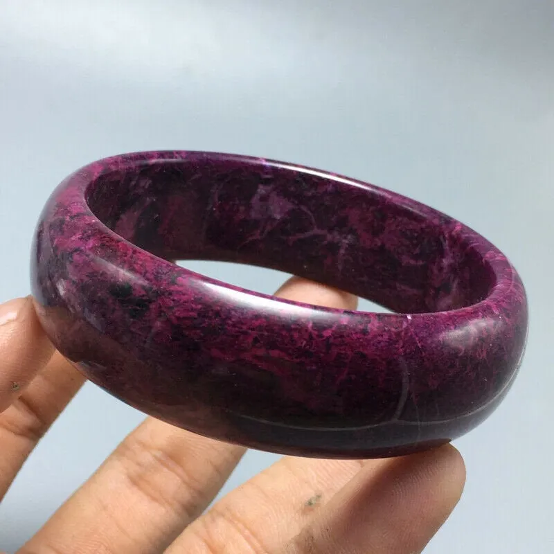 10% OFF- 60/61/62mm Certified Natural Peach Blossom Emerald A Jade HandCarved Bangle A1940