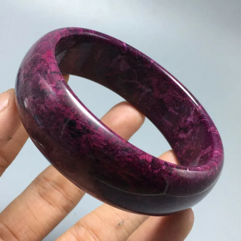 10% OFF- 60/61/62mm Certified Natural Peach Blossom Emerald A Jade HandCarved Bangle A1940