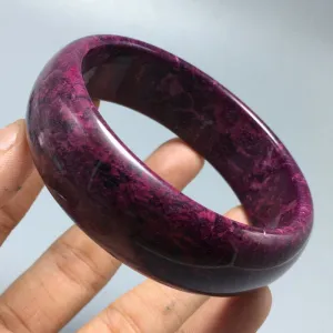 10% OFF- 60/61/62mm Certified Natural Peach Blossom Emerald A Jade HandCarved Bangle A1940