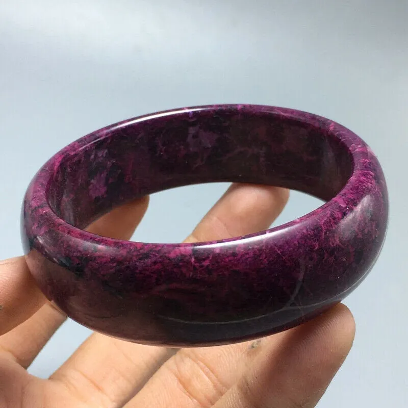10% OFF- 60/61/62mm Certified Natural Peach Blossom Emerald A Jade HandCarved Bangle A1940