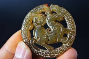10% OFF- Certified Natural Ice Jadeite Emerald Jade Dragon-Horse Pendant《Grade A》
