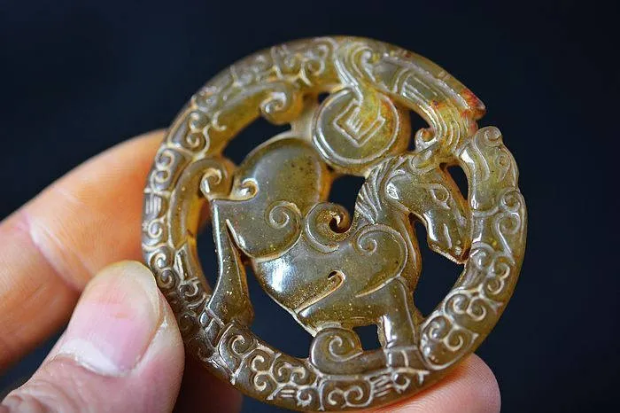 10% OFF- Certified Natural Ice Jadeite Emerald Jade Dragon-Horse Pendant《Grade A》