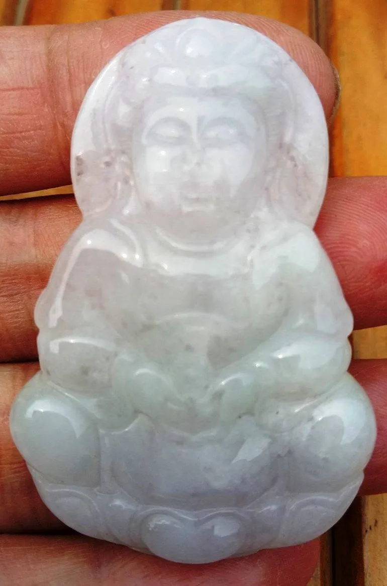 10% OFF- Certified Natural Ice Jadeite Emerald Jade Kuanyin Pendant《Grade A》0138