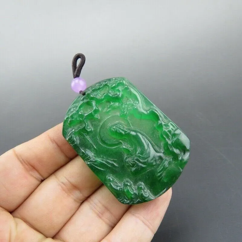 10% OFF- Certified Natural Icy Green Jadeite Emerald A Jade HandCarved Goddess of Mercy Pendant A211