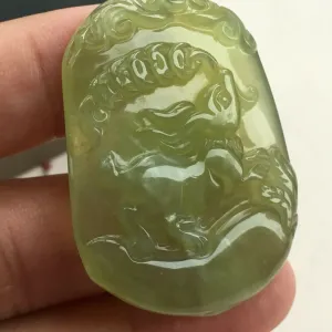 10% OFF- Certified Natural Icy Jadeite Emerald A Jade HandCarved Fortune Rabbit Lucky Pendant 兔子 F1177