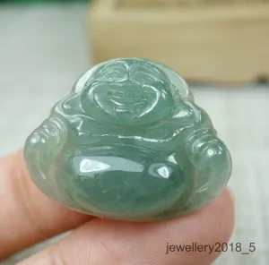 10% OFF- Certified Natural Icy Jadeite Emerald A*Jade HandCarved Tablet Buddha 佛 Pendant A2962