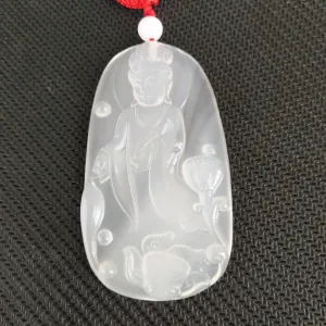 10% OFF- Certified Natural Icy Jadeite Emerald Jade Guanyin Pendant《Grade A》