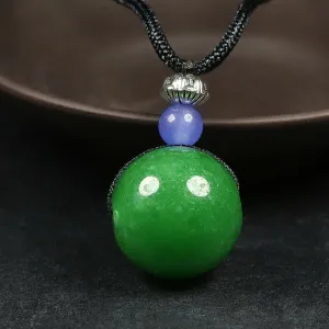 10% OFF- Certified Natural Jadeite Emerald A Jade Bead Pendant-Necklace with Gift Box