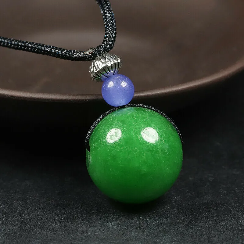 10% OFF- Certified Natural Jadeite Emerald A Jade Bead Pendant-Necklace with Gift Box