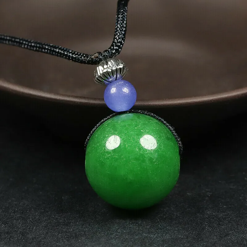 10% OFF- Certified Natural Jadeite Emerald A Jade Bead Pendant-Necklace with Gift Box