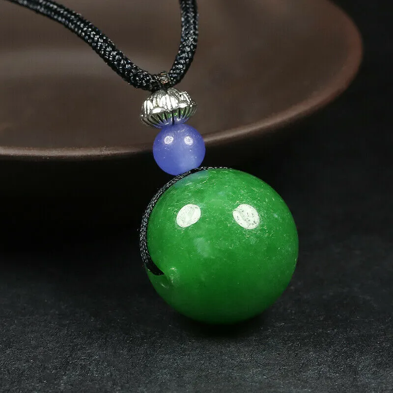 10% OFF- Certified Natural Jadeite Emerald A Jade Bead Pendant-Necklace with Gift Box