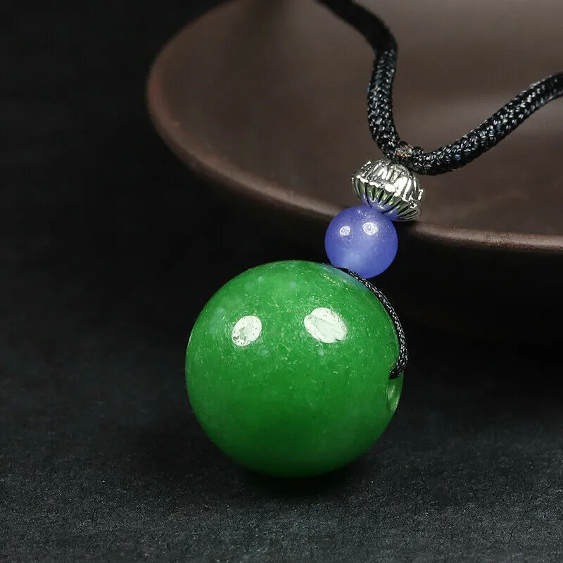 10% OFF- Certified Natural Jadeite Emerald A Jade Bead Pendant-Necklace with Gift Box
