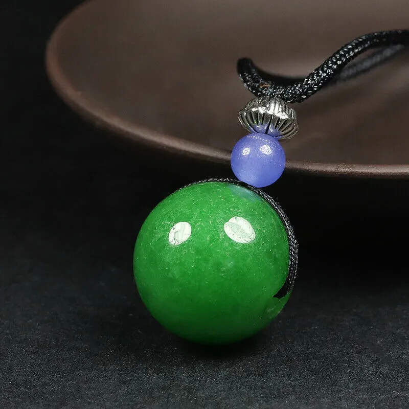 10% OFF- Certified Natural Jadeite Emerald A Jade Bead Pendant-Necklace with Gift Box