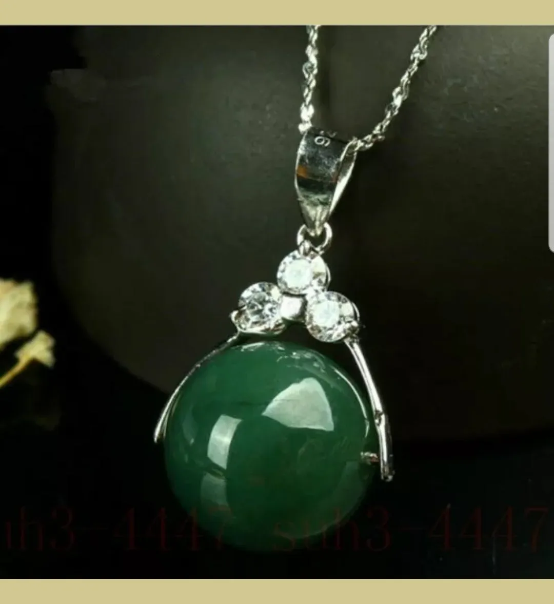 10% OFF- Certified Natural Jadeite Emerald A Jade Handcrafted Bead Pendant-Silver Necklace