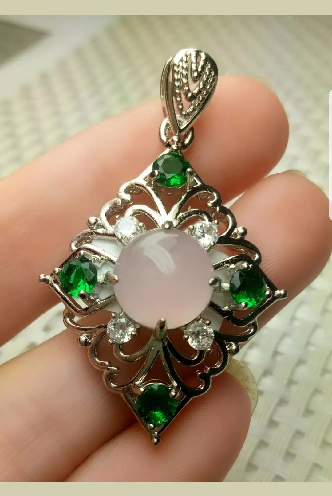 10% OFF- Certified Natural Jadeite Emerald A Jade Handcrafted Beautiful 925 Sterling Silver Pendant