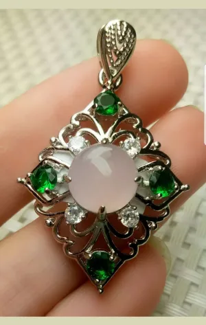 10% OFF- Certified Natural Jadeite Emerald A Jade Handcrafted Beautiful 925 Sterling Silver Pendant
