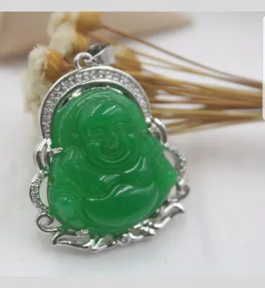 10% OFF- Certified Natural Jadeite Emerald A Jade Handcrafted Buddha Pendant