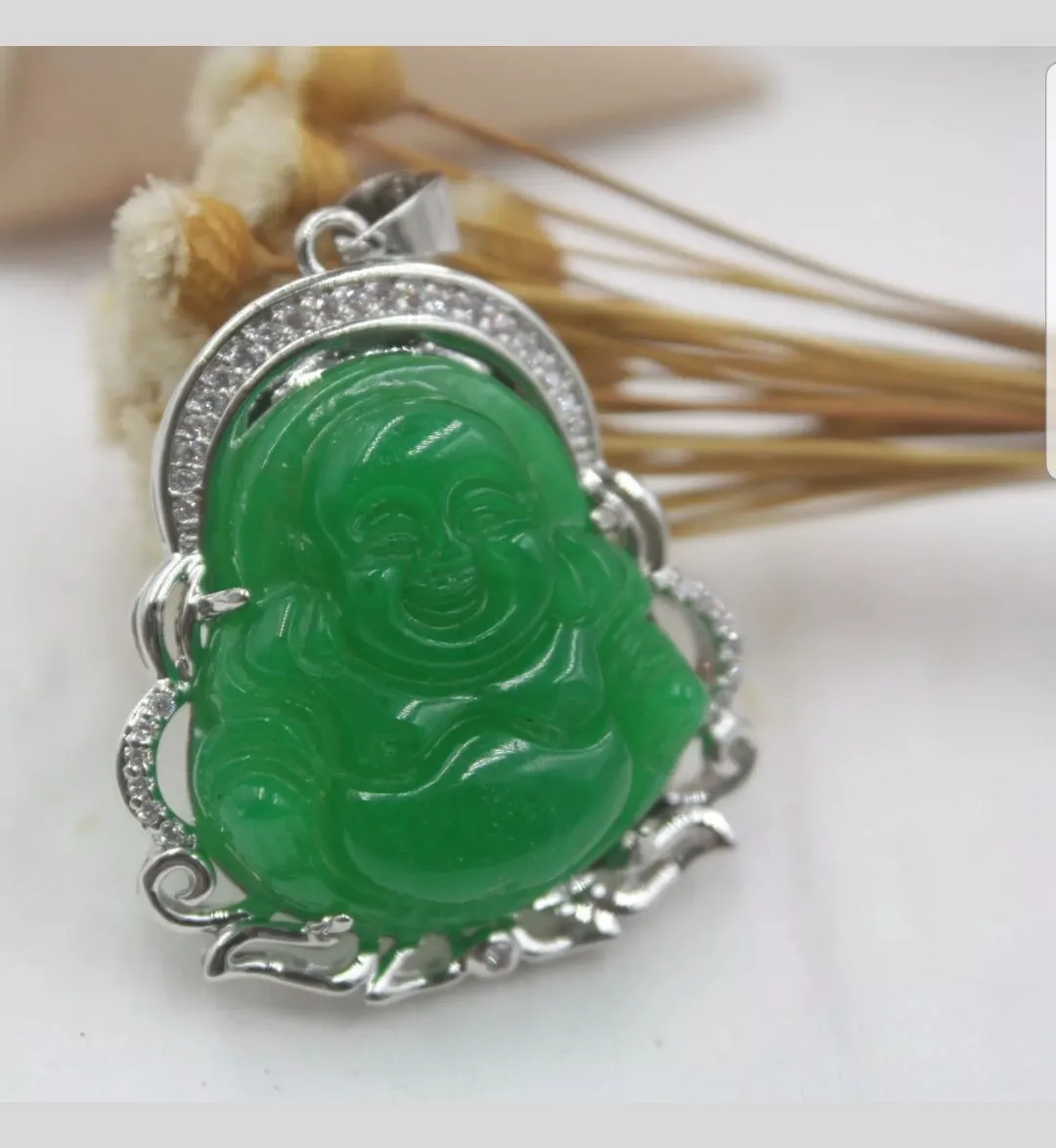 10% OFF- Certified Natural Jadeite Emerald A Jade Handcrafted Buddha Pendant