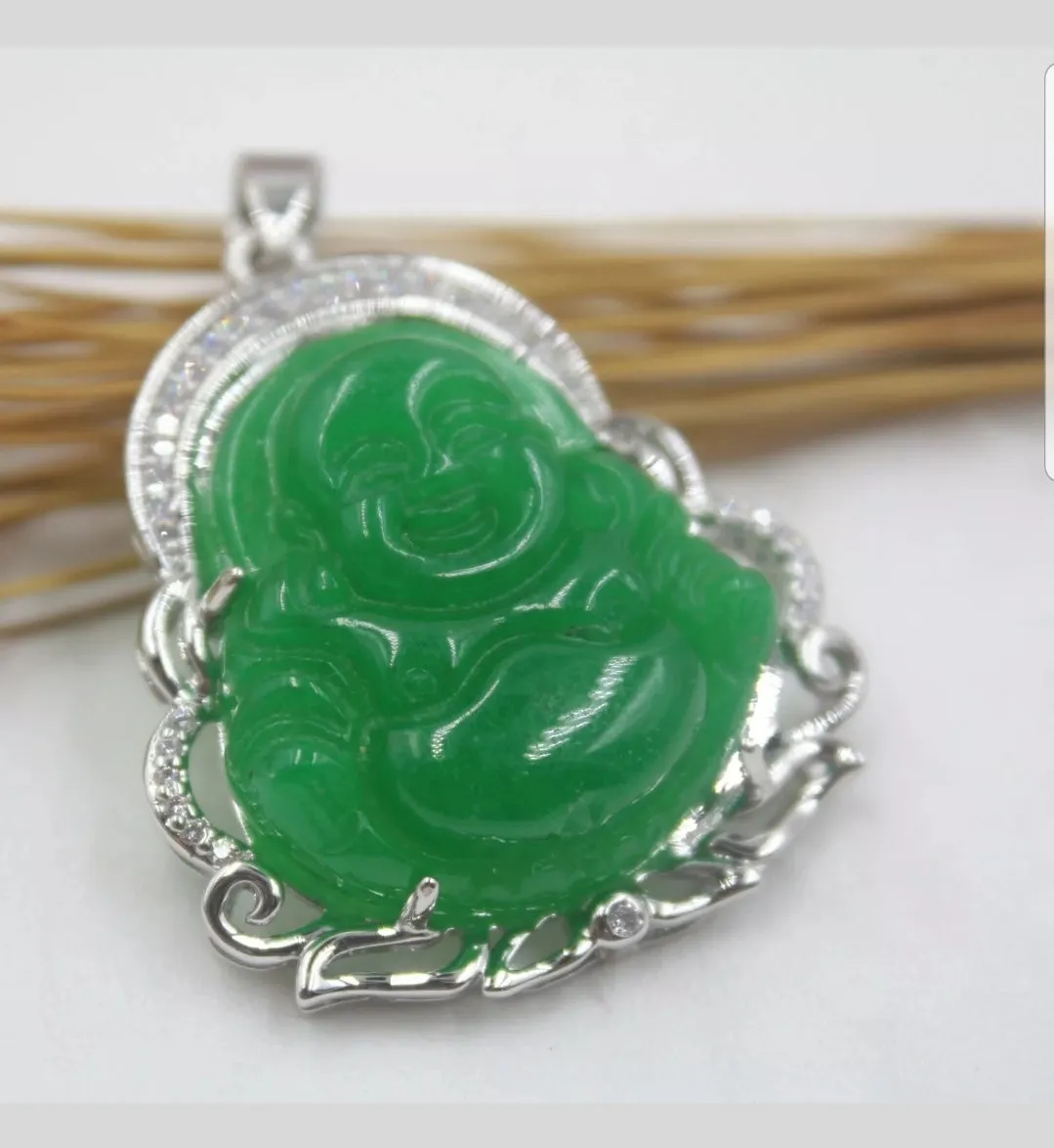 10% OFF- Certified Natural Jadeite Emerald A Jade Handcrafted Buddha Pendant