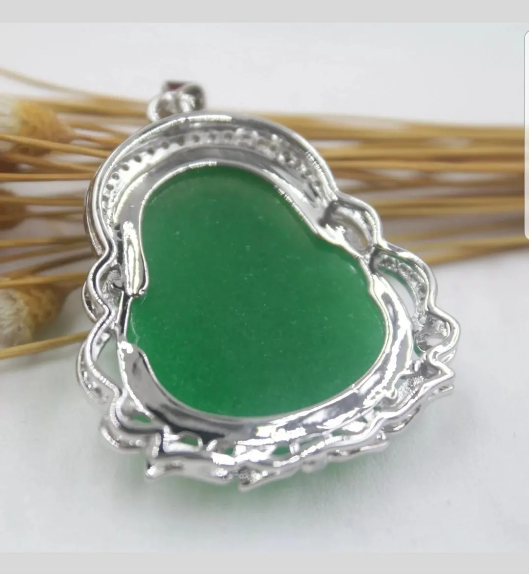 10% OFF- Certified Natural Jadeite Emerald A Jade Handcrafted Buddha Pendant