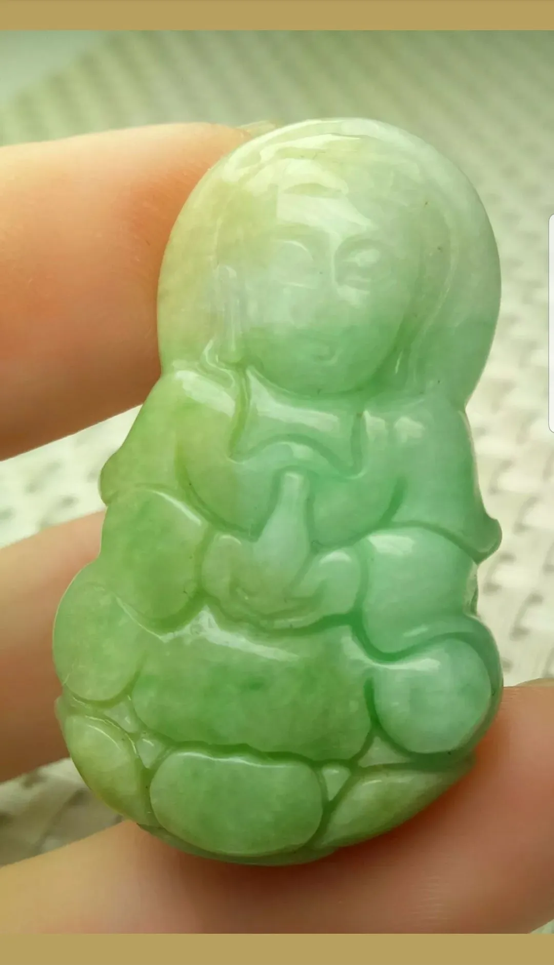 10% OFF- Certified Natural Jadeite Emerald A Jade Handcrafted Guanyin Pendant A1709