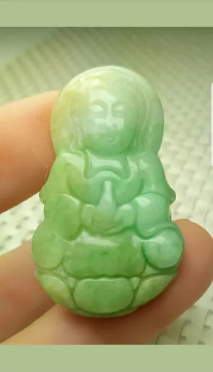 10% OFF- Certified Natural Jadeite Emerald A Jade Handcrafted Guanyin Pendant A1709