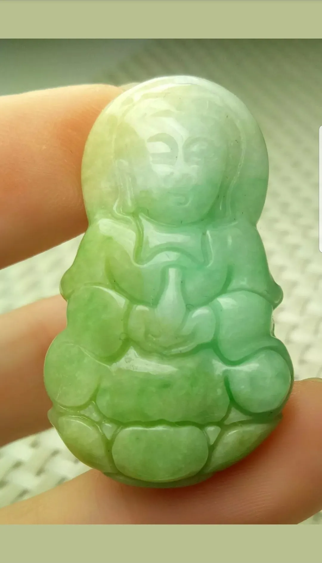 10% OFF- Certified Natural Jadeite Emerald A Jade Handcrafted Guanyin Pendant A1709
